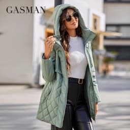 GASMAN New women's jacket spring 2022 High-Quality Mid-Length Women coat Stitching Hooded Design Windproof Casual parkas 8226