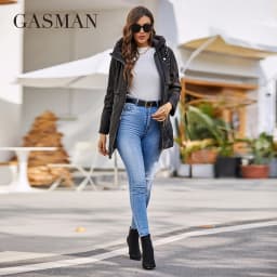 GASMAN New women's jacket spring 2022 High-Quality Mid-Length Women coat Stitching Hooded Design Windproof Casual parkas 8226