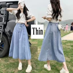 Lucyever Korean Style High Waist Long Skirts for Women Fashion 2023 Summer Thin A-Line Denim Skirt Women's All-Match Midi Skirts