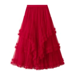 Beige Maxi Long Tulle Skirt Women Spring Summer Mesh Big Hem A-line Skirt Female Lengthen Red Party Skirt Clothes for Lady