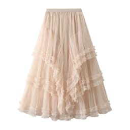 Beige Maxi Long Tulle Skirt Women Spring Summer Mesh Big Hem A-line Skirt Female Lengthen Red Party Skirt Clothes for Lady