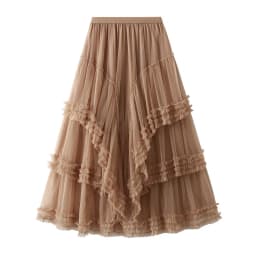 Beige Maxi Long Tulle Skirt Women Spring Summer Mesh Big Hem A-line Skirt Female Lengthen Red Party Skirt Clothes for Lady