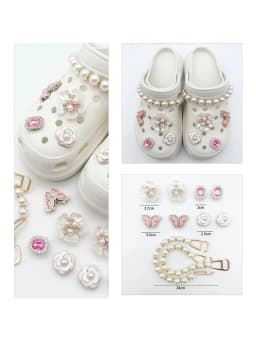 Sweet Cute Girly Charms Designer Elegant Vintage Pearl Chain Shoe Jewelry All-match Flower Shoe Charms for Hole Shoes Hot Sale