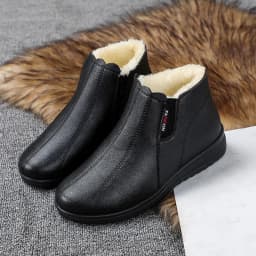 2025 Top Quality Mom Leather Ankle Boots Women Non-slip Winter Fur Snow Boots Female Wedge Oxford Sneakers Womens Winter Shoes