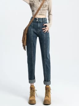 92-96cm Ankle-length Harem Jeans Women Casual Streetwear High Waist Denim Pants New Korean Baggy Vaqueros Straight Kot Pantolon