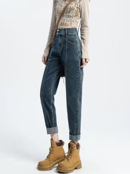 92-96cm Ankle-length Harem Jeans Women Casual Streetwear High Waist Denim Pants New Korean Baggy Vaqueros Straight Kot Pantolon