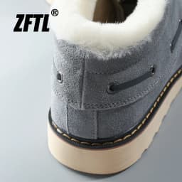 ZFTL Men's Warm Boots Winter men's Warm thickened Snow boots Wool thick bottom Cotton boots 2025 Ankle Lace up Casual Boots New