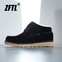 ZFTL Men's Warm Boots Winter men's Warm thickened Snow boots Wool thick bottom Cotton boots 2025 Ankle Lace up Casual Boots New
