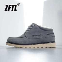 ZFTL Men's Warm Boots Winter men's Warm thickened Snow boots Wool thick bottom Cotton boots 2025 Ankle Lace up Casual Boots New