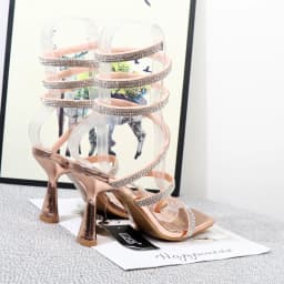 Spiral Strap High-Heeled Sandals for Export Plus Size 2026 Summer Fashion Rhinestone Spring Belt Heel Women's Sandals