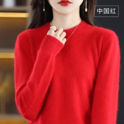 Autumn and Winter New Women's 100% Mink Cashmere Sweater O-Neck Knitted Pullover Casual Loose Large Basic Fashion Top