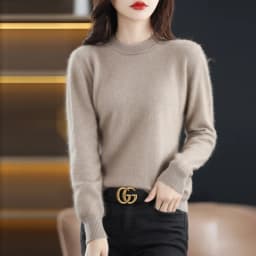 Autumn and Winter New Women's 100% Mink Cashmere Sweater O-Neck Knitted Pullover Casual Loose Large Basic Fashion Top