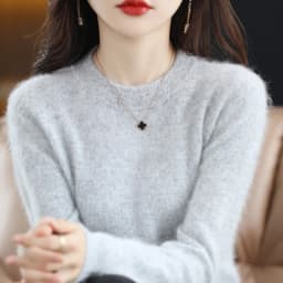 Autumn and Winter New Women's 100% Mink Cashmere Sweater O-Neck Knitted Pullover Casual Loose Large Basic Fashion Top