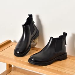 BeauToday Boots Women Genuine Calfskin Chelsea Booties Round Toe Elastic Band Vintage Ladies Shoes Handmade 05015
