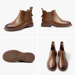 BeauToday Boots Women Genuine Calfskin Chelsea Booties Round Toe Elastic Band Vintage Ladies Shoes Handmade 05015