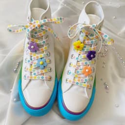 1 Pair/2pc Shoelaces Decoration Flower Clip Shoe Buckle Cute Sneaker Canvas Cartoon Shoe Charm Trend Color Shoe Laces Accesories