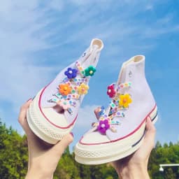 1 Pair/2pc Shoelaces Decoration Flower Clip Shoe Buckle Cute Sneaker Canvas Cartoon Shoe Charm Trend Color Shoe Laces Accesories