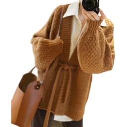 European goods heavy knit cashmere cardigan women loose wool coat autumn winter languid lazy long belt thick coat