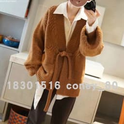 European goods heavy knit cashmere cardigan women loose wool coat autumn winter languid lazy long belt thick coat