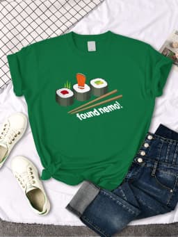 Nemo Found In Sushi Cartoons Printing Women T-Shirt Street Summer Short Sleeve Cool Sport Clothes Fashion Casual T Shirt Female