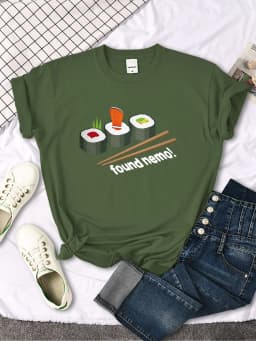 Nemo Found In Sushi Cartoons Printing Women T-Shirt Street Summer Short Sleeve Cool Sport Clothes Fashion Casual T Shirt Female