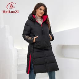 HaiLuoZi 2022 New Winter Women's Coat High Collar Plus Size Thick Fashion Side Zipper Female Clothing Parkas Women Jackets 6079