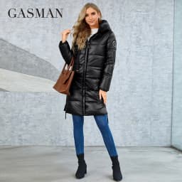 GASMAN Women's Winter Down Jacket 2022 Long Classic Design Zipper Breasted Belt Pocket Women Coat Leisure Parkas LD-21729
