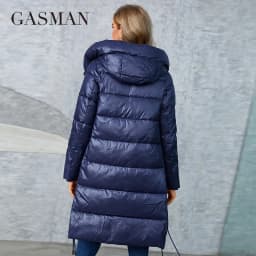 GASMAN Women's Winter Down Jacket 2022 Long Classic Design Zipper Breasted Belt Pocket Women Coat Leisure Parkas LD-21729