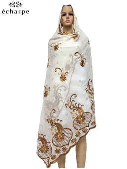 2024 New Dubai Scarf For Muslim Women African Cotton Hijab Islam Hijab Pashmina Turban Headscarf Embroidery Shawls