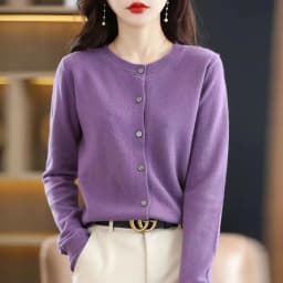 Knitted Cardigan Women's Sweater Autumn And Winter 2022 New Solid Color Coat Round Neck Short Long  Sleeve Loose  Korean Fashion