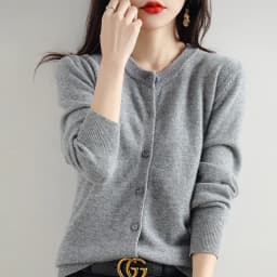 Knitted Cardigan Women's Sweater Autumn And Winter 2022 New Solid Color Coat Round Neck Short Long  Sleeve Loose  Korean Fashion