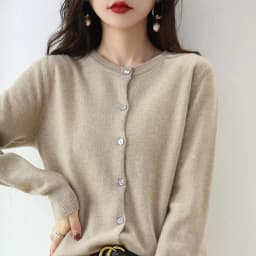 Knitted Cardigan Women's Sweater Autumn And Winter 2022 New Solid Color Coat Round Neck Short Long  Sleeve Loose  Korean Fashion