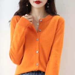 Knitted Cardigan Women's Sweater Autumn And Winter 2022 New Solid Color Coat Round Neck Short Long  Sleeve Loose  Korean Fashion