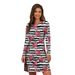 Heart A-Line Dress Holiday Print Cute Dresses Women 2022 Long Sleeve Stylish Street Style Dress Oversized Autumn Loose Clothing