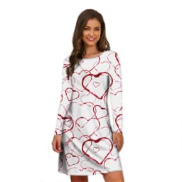 Heart A-Line Dress Holiday Print Cute Dresses Women 2022 Long Sleeve Stylish Street Style Dress Oversized Autumn Loose Clothing