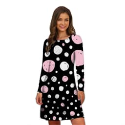 Heart A-Line Dress Holiday Print Cute Dresses Women 2022 Long Sleeve Stylish Street Style Dress Oversized Autumn Loose Clothing