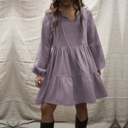 Muslin 100% Cotton Dress Retro Loose Ruffles Long Sleeve Green Dresses Women Robe