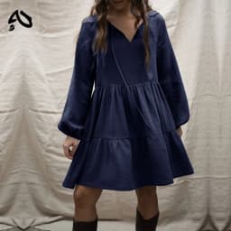 Muslin 100% Cotton Dress Retro Loose Ruffles Long Sleeve Green Dresses Women Robe
