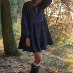 Muslin 100% Cotton Dress Retro Loose Ruffles Long Sleeve Green Dresses Women Robe