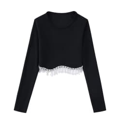 Zevity Women High Street Sexy Hem Tassel Diamond Beading Knitting T Shirt Chic Short Camis Tank Lady Slim Crop Vest Tops LS1311