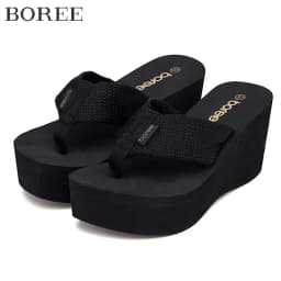 BOREE New Summer Women Slippers Wedge Platform Woman Shoes Beach Flip Flops High Heel Graphene Deodorant Non-slip Slides Sandals