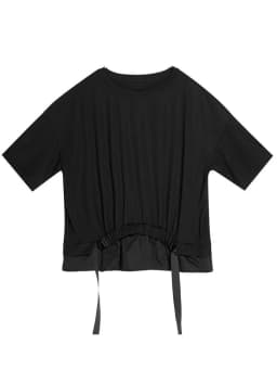 AmaxluluE 2025 Summer Fashion Tee Womens Black Short Sleeve T-shirt Ladies Casual Patchwork O-Neck Tops Girl Solid Color Clothes