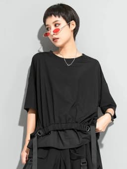 AmaxluluE 2025 Summer Fashion Tee Womens Black Short Sleeve T-shirt Ladies Casual Patchwork O-Neck Tops Girl Solid Color Clothes
