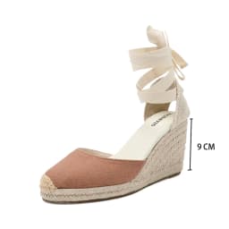 Womens Wedges Espadrille Summer Shoes Roun Red For Women 2022 Offer Rushed 7-9cm Sandals Sandalias Mujer Up Wedge Ankle Strap