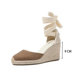 Womens Wedges Espadrille Summer Shoes Roun Red For Women 2022 Offer Rushed 7-9cm Sandals Sandalias Mujer Up Wedge Ankle Strap