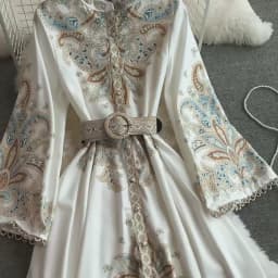 Vintage Women's Dress Long Sleeve Print Floral High Waist Boho Party Maxi Vestidos Elegant Luxury Long Dresses Spring Autumn