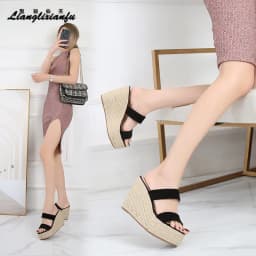 Summer 9cm 11cm High-Heeled Women Pumps Platform Hemp Shoes Buckle Casual Nude Stilettos Round Head Sandals Small Yards:30 31 32