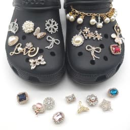 1PCS Shoes Charms Designer Charm Bling Rhinestone Girl Gift Glow Clog Decoration Metal Love Butterfly Shoe Accessories