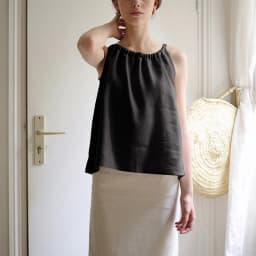 Vintage 100% Linen Women's Halter Top Sexy Ruched Sleeveless Back Bandage Lace-Up Korean Fashion Summer Tank Tops