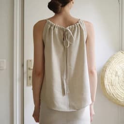 Vintage 100% Linen Women's Halter Top Sexy Ruched Sleeveless Back Bandage Lace-Up Korean Fashion Summer Tank Tops